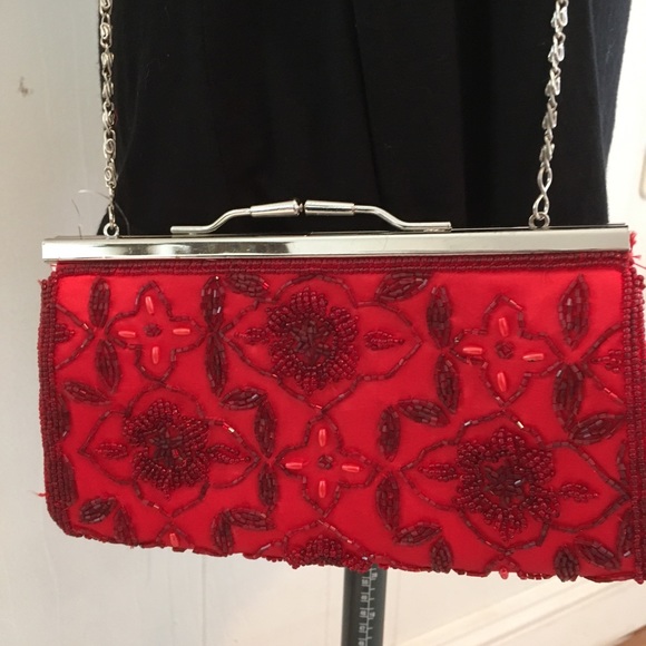 Bags Beaded Red Evening Purse Poshmark